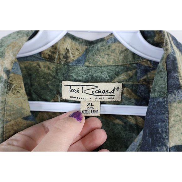 Vintage 90s Streetwear Mens XL Nature Leaf Camp Bowling Hawaiian Button Shirt - Picture 5 of 8